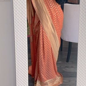 BridalWear: Gorgeous orange georgette sari